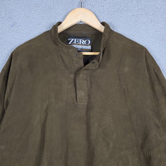 Zero Restriction Sweater Mens Medium Brown 1/4 button Golf Outerwear Suede VTG - Picture 2 of 12